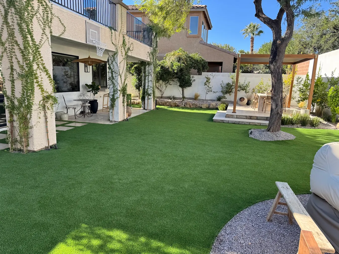 Beautiful clean artificial turf lawn